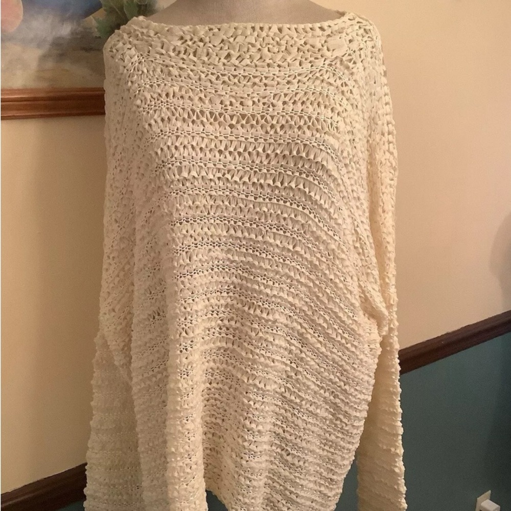 Cividini Long Sleeve Yellow Cotton Polyamide Open Knit Oversized Sweater 44 NWT